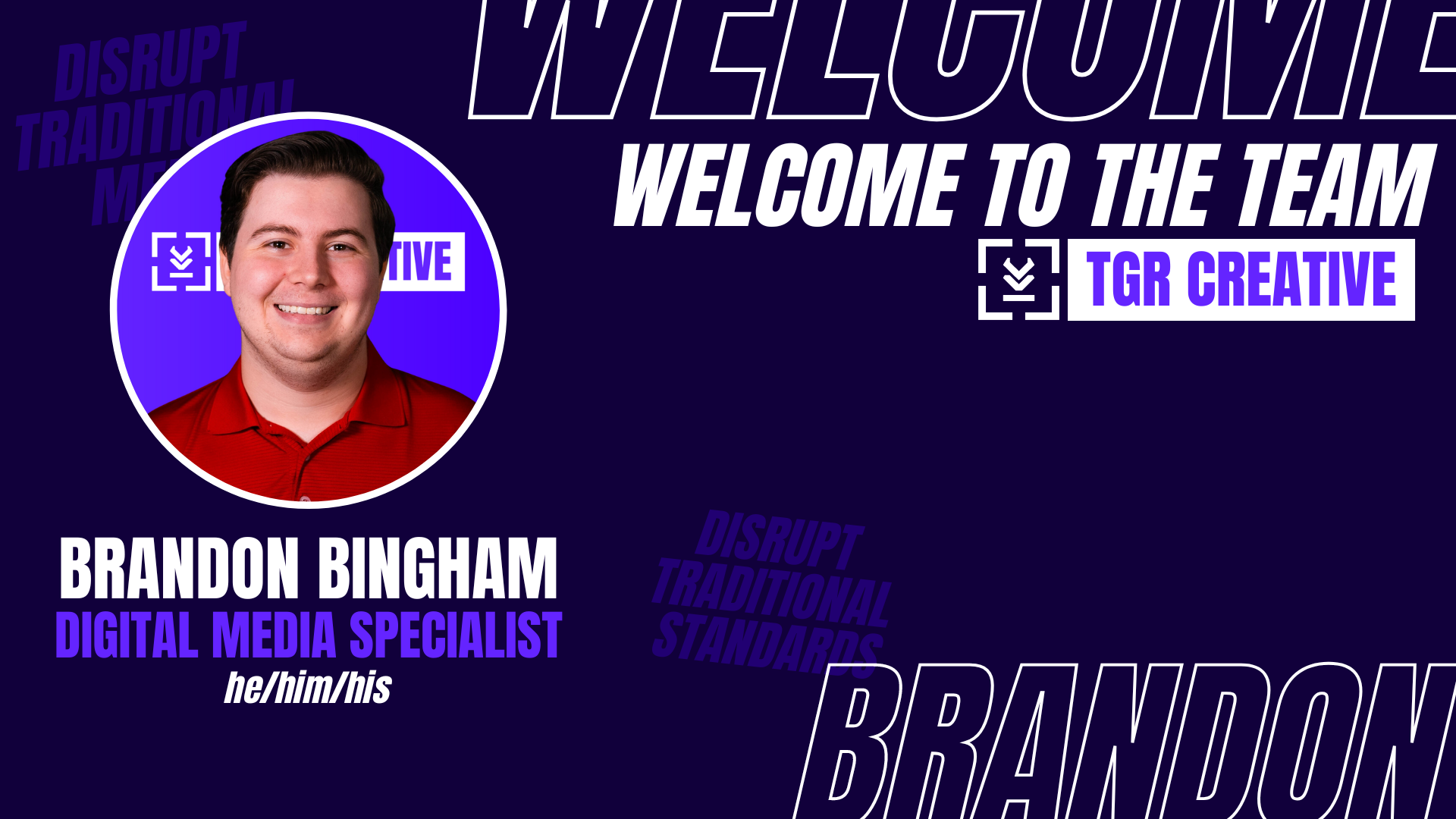 Brandon Bingham Joins DFW Agency, TGR Creative, as Digital Media Specialist